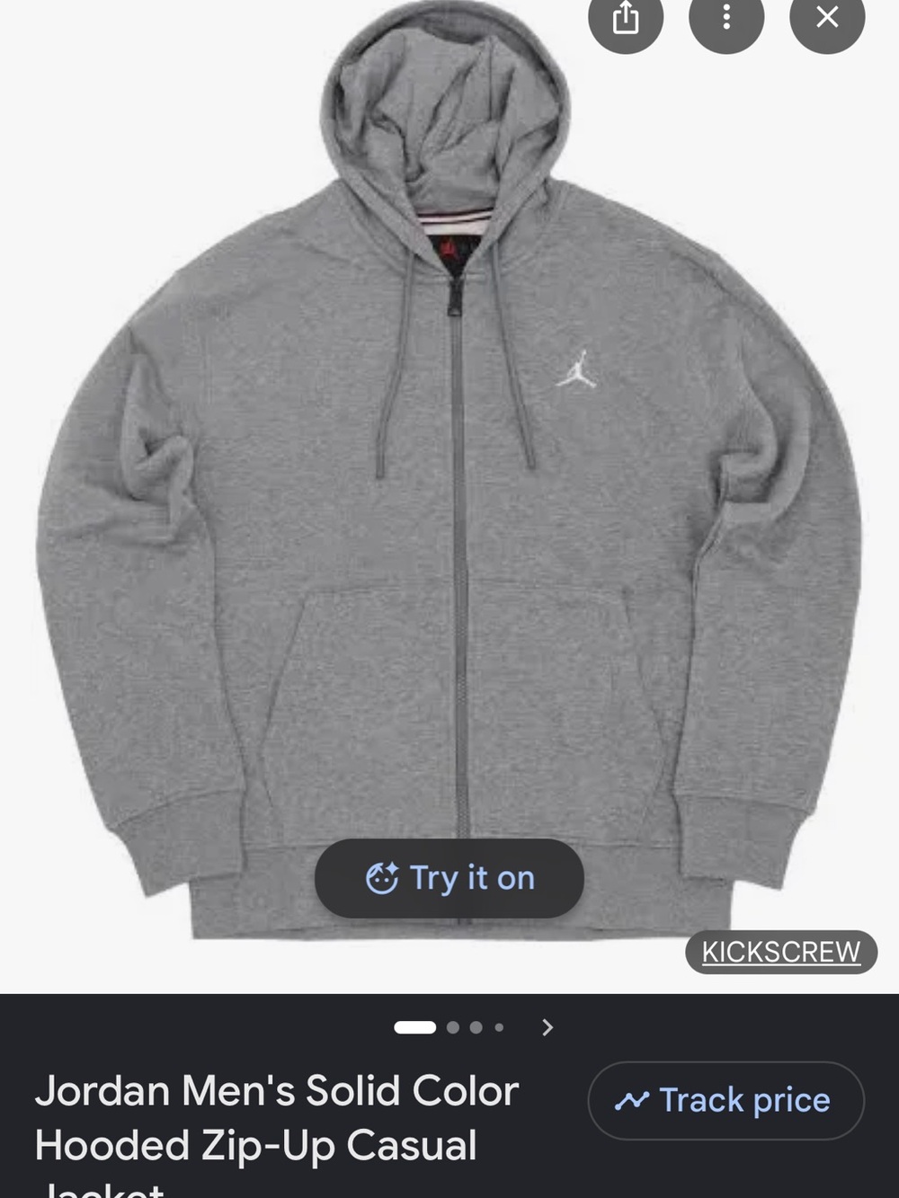 Jordan Gray Full-Zip Hoodie Jacket with White Jumpman